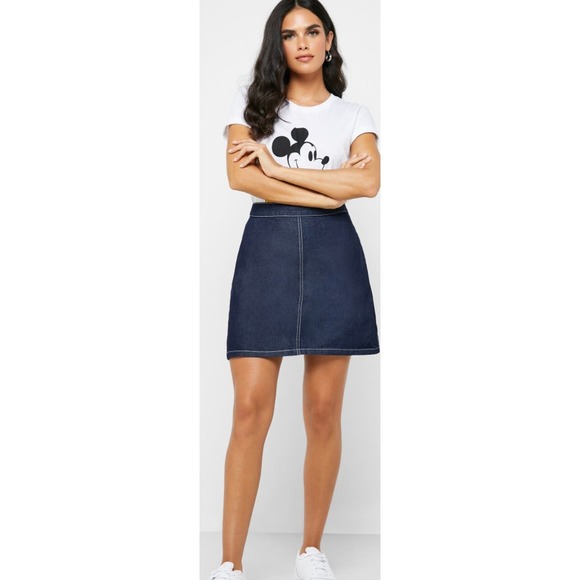 Cotton On Contrast Stitch Denim Classic Skirt Size 6 * wom170 - Picture 3 of 7